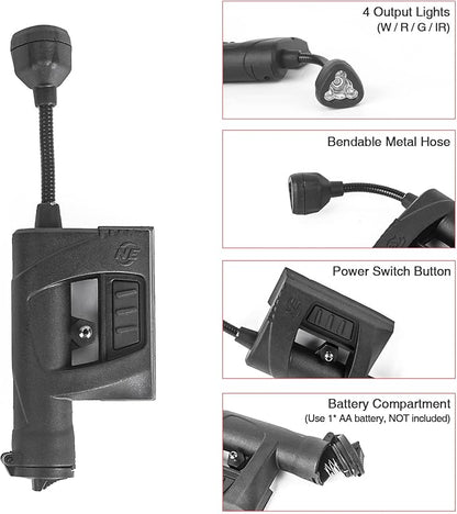 Tactical Helmet Light, IR Red Green White 4 in 1 LED Outdoor Survival Signal Lamp, with 2 Replaceable Helmets Accessories for Hunting Training