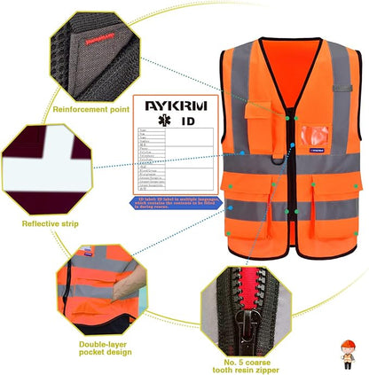 A-SAFETY High Visibility Reflective Safety Vest Customize Logo (XS-8XL)