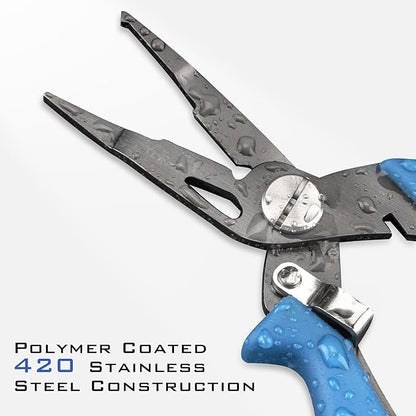 KastKing Intimidator Fishing Pliers, Corrosion Resistant Polymer Coated Fishing Tools, Tungsten Carbide Cutters, Saltwater Resistant Fishing Gear