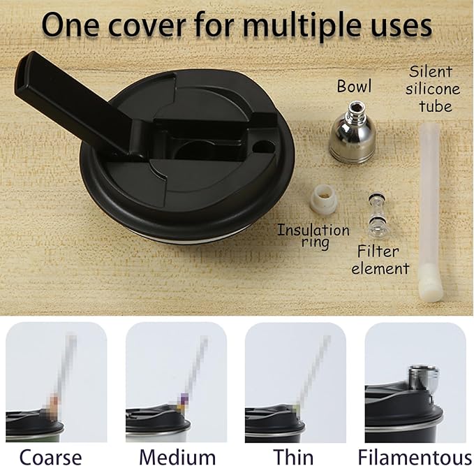 Portable Stainless Steel Coffee Cup with Ceramic Bowl & High-Temperature Silicone, Stainless Steel Water Mug Fashion Design For Concealed Gathering (White2)