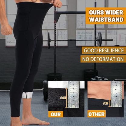 Men Sauna Pants Sweat Leggings Thermo Capris Slimming Tights Heat Trapping Suit,Humanized Mesh Crotch,High Waist