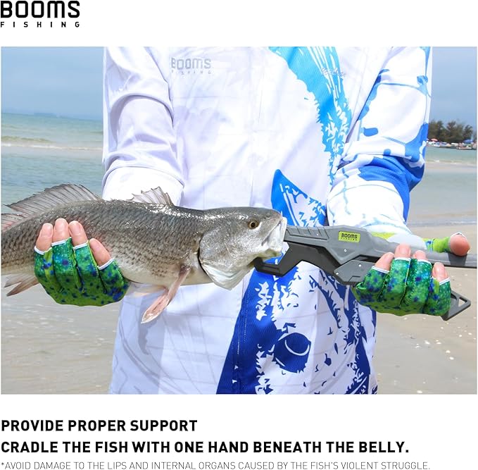 Booms Fishing G05 Lip Gripper Saltwater, 9.4" Plastic Catfish Grippers Pliers, Grabber Tool With Lanyard, Grips for Kayak Fishing Accessories, Great Holder for Caught Fish