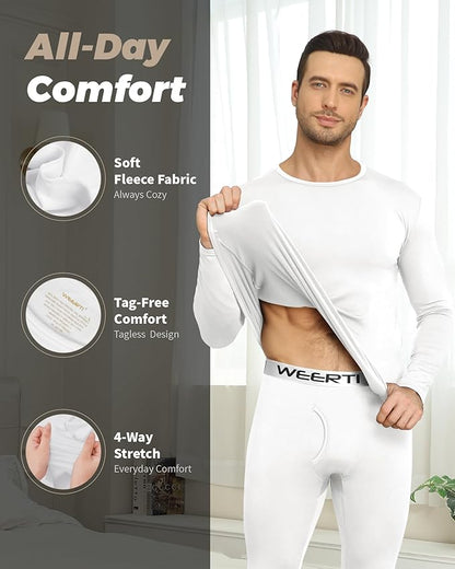 WEERTI Thermal Underwear for Men Long Johns with Fleece Lined Base Layer Men Cold Weather Top Bottom