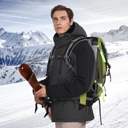 CAMELSPORTS Mens Winter Jacket Waterproof Warm Snow Ski Jackets Faux Fur Fleece Rain Coats with Removable Hood