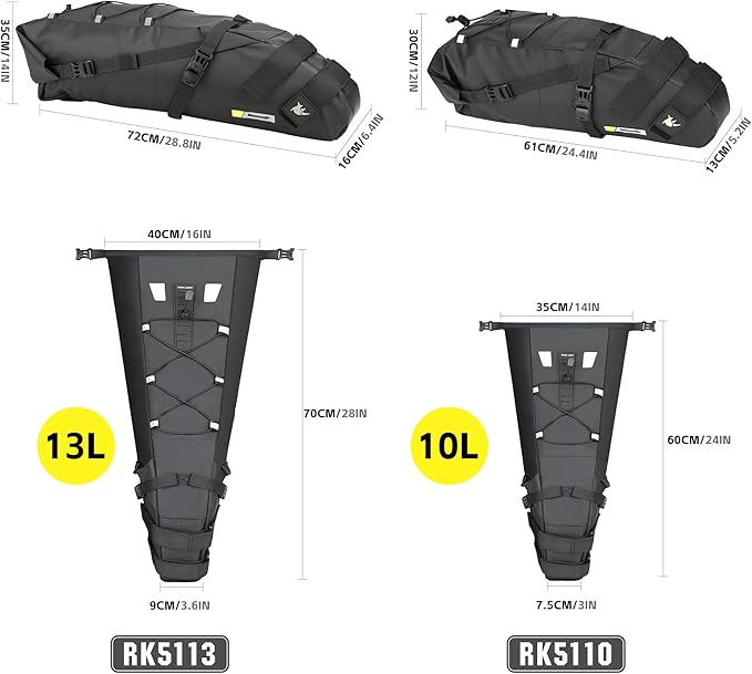 Rhinowalk Waterproof Bike Saddle Bag 10L Under Seat Storage for Mountain Road Biking and Commuting Trips