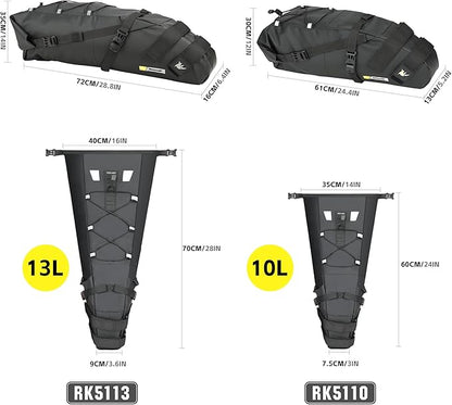 Rhinowalk Waterproof Bike Saddle Bag 10L Under Seat Storage for Mountain Road Biking and Commuting Trips