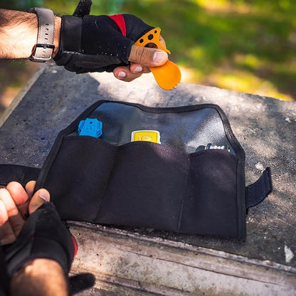 Blossom Bike Saddle Roll Bag - Bike Tool Kit Holder - Water Resistant & Durable Cordura Fabric - Under Seat cycling accessories - mountain bike accessories - ebike saddle bags (Black)