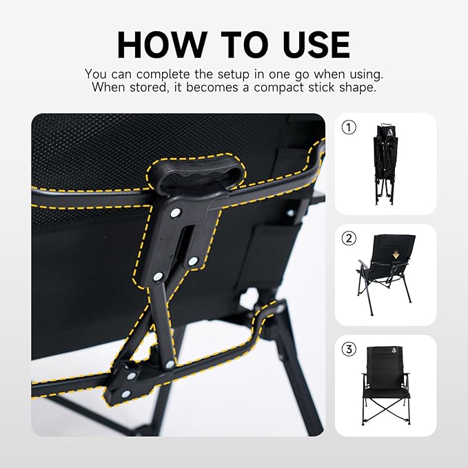 Folding Camping Chair, Portable Outdoor Lawn Chairs for Adults Heavy Duty for Beach, Fishing,Picnic,Concert Sports, Collapsible Camp Chairs