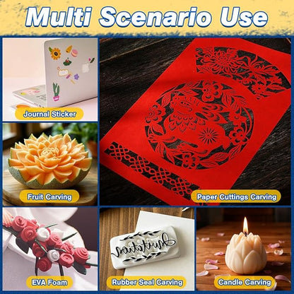 17-Piece Exacto Knife Set, 3 Pcs Craft Knife with 13 Pcs SK5 Steel Blades and Blue Cutting Mat 5.9in×8.6in,Precision Art Knife for Carving, Modeling,DIY,Scrapbook,Pumpkin Carving Tools