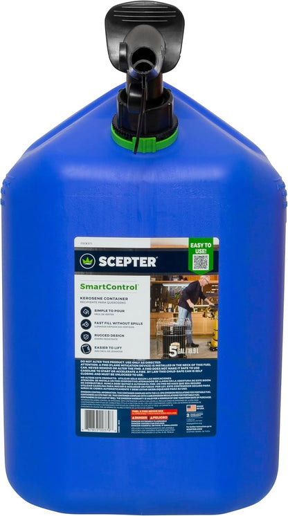 Scepter FSCK552 Fuel Container with Spill Proof SmartControl Spout, Blue Kerosene Can, 5 Gallon (Pack of 4)