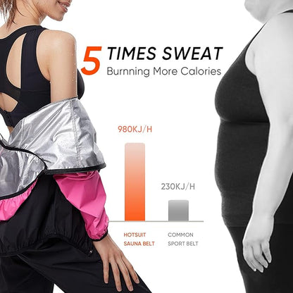 HOTSUIT Sauna Suit for Women Weight Loss Sweat Suits Sauna Jacket Pant Machine Washable Anti Rip for Gym Workout Exercise