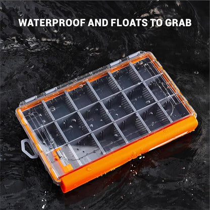 HyperSeal Waterproof Fishing Tackle Box with 3600 and 3700 Trays and Removable Dividers for Lure and Terminal Tackle Storage (Orange, 3600(10.75x7.13x1.8 in)