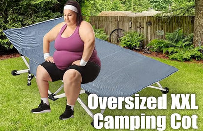 32 Inches Wide XXL Camping Cot with Mattress Oversize Folding Cot Heavy Duty Comfortable Cots for Sleeping Guest Bed with Carry Bag Portable Easy to Set-up for Home Travel Outdoor