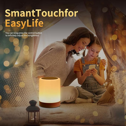 OORUN Touch Bedside Table Lamp,13 RGB Colors & 5 Brightness, USB Rechargeable Desk Lamp, Remote Control Dimmable Light with RGB Color Changing,Portable Lamp for Baby (Gold)