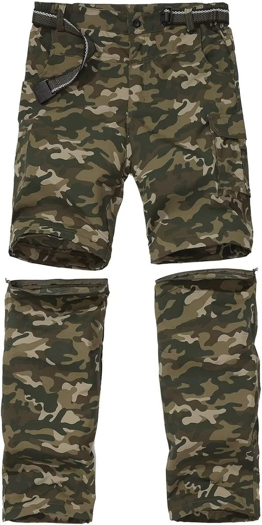 JOMLUN Boy’s Scout Pants Convertible Hiking Quick Dry Zip Off Pants Outdoor Climbing Casual Trouser Kids Youth Cargo Pants