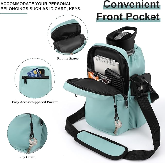 Water Bottle Holder with Strap, 32/40oz Insulation Water Bottle Carrier Bag with Phone Pocket, Water Bottle Sling Bag Crossbody Water Bottle Holder for Hiking Walking