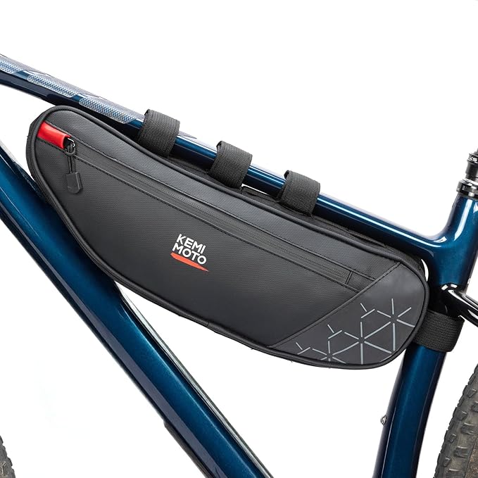 KEMIMOTO Bike Bag Frame, 3.5L Large Storage Bicycle Top Tube Pouch Dual Zippers, Water-Resistant Road Bike Frame Bag Triangle for Most Bike BMX MTB, Cycling Accessories Reflective