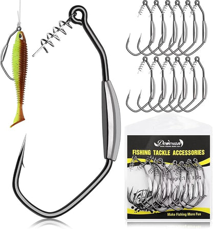 Dovesun 12PCS/25PCS Weighted Swimbait Hooks Weighted Fishing Hooks for Saltwater Freshwater EWG Worm Weedless Hooks for Bass Fishing 3/0 4/0 5/0