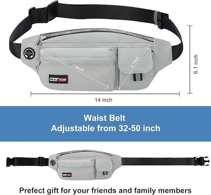 MAXTOP Fanny Packs for Women Men Water Resistant Waist Pack with Key Fob Hook Lightweight Belt Bag with Adjustable Strap Fitness Jogging Hiking Travel Sport