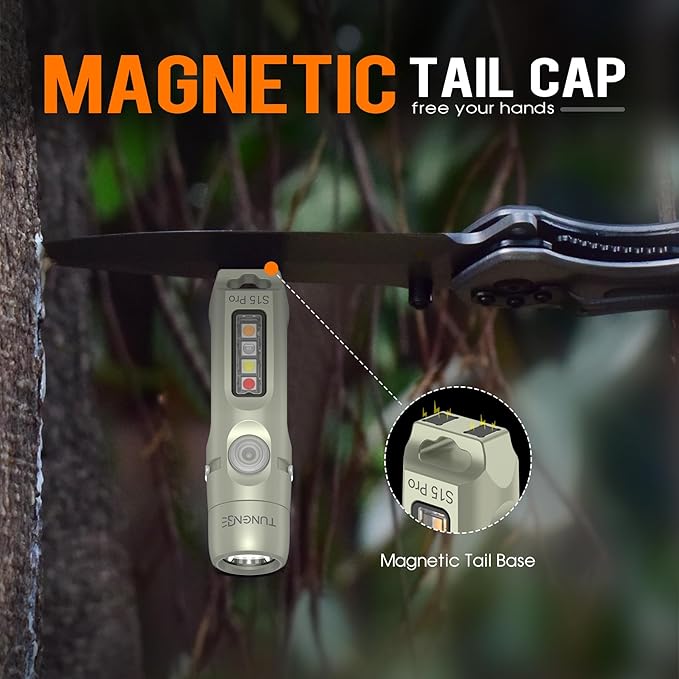 S15Pro 7075 Aluminum Keychain Flashlight Rechargeable, 750 Lumen EDC Pocket Flashlight Magnet, Mini Flashlight with Side Light 5 Modes+365nmUV for Detection Banknotes, Camping, Emergencie