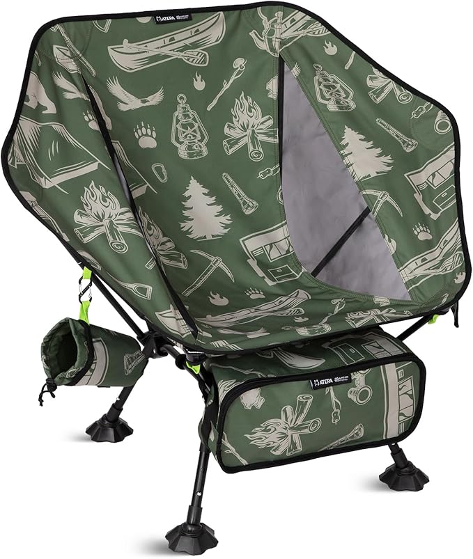 ATEPA UFO3.0 Backpacking Camping Chair, Ultralight Extra Wide Comfortable Folding Chairs 440lbs Heavy Duty Portable Hexagon Ergonomic Height Adjustable Seat with Anti-Sinking Feet