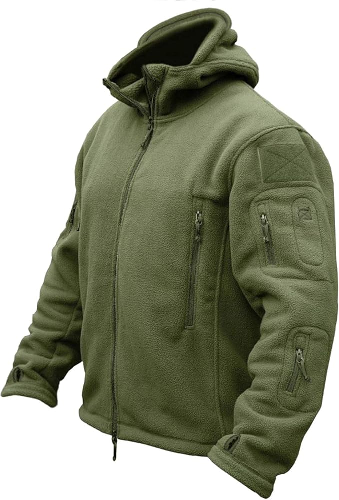 CRYSULLY Men's Military Tactical Sport Warm Fleece Hooded Outdoor Adventure Jacket Coats