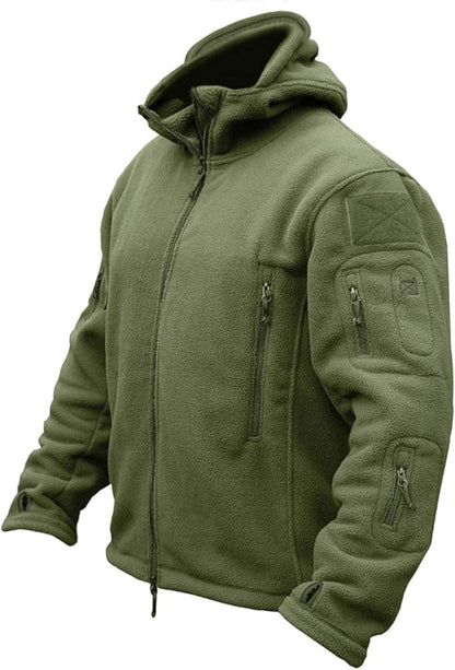 CRYSULLY Men's Military Tactical Sport Warm Fleece Hooded Outdoor Adventure Jacket Coats