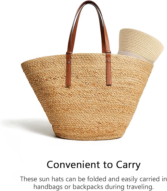 DRESHOW Women Straw Sun Hat Short Brim Panama Travel Fedora Beach Cap Roll up Summer Hat for Women Men UPF 50+