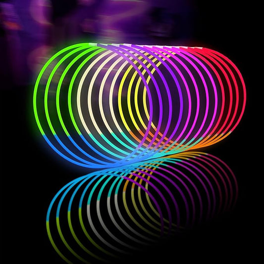 Glow Fever Glow Sticks Bulk 100ct 22'' Glow Necklaces with Connectors, Neon Light Sticks for Party Festivals Raves Concert Birthday Wedding, Tri-color