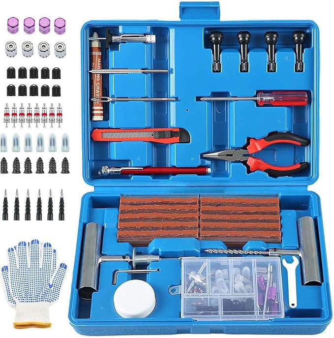 Tire Repair Kit,117pcs Heavy Duty Tire Plug Kit,with Universal Tire Patch Kit to Plug Flats for Car/Motorcycle/Truck/Tractor/Trailer/RV/ATV