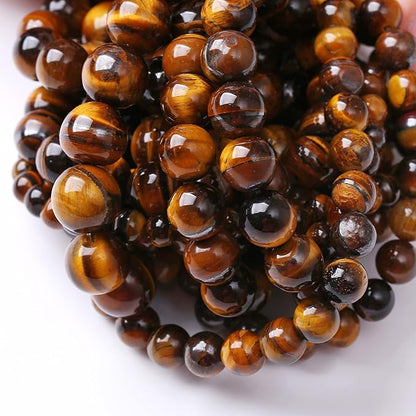 6MM 60PCS Natural Stone Yellow Tiger Eye Stone with Iron Mine Beads for Jewelry Making DIY Bracelet