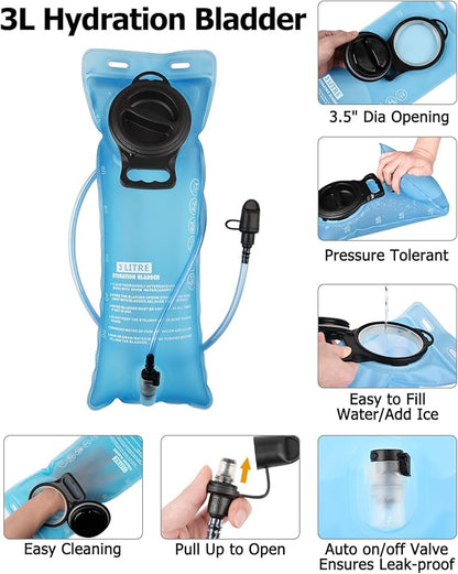 NOOLA Hydration Backpack with 3L Water Bladder, 22L Water Backpack for Hiking Cycling Running Biking, Lightweight Hiking Pack (Black)