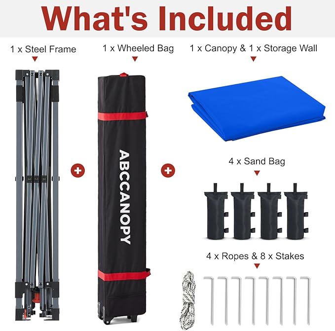 ABCCANOPY Pop Up Canopy with Sidewall,10x10 Outdoor Canopy Tent with Storage Sidewall for Commercial Events with 4 Weights (Royal Blue)