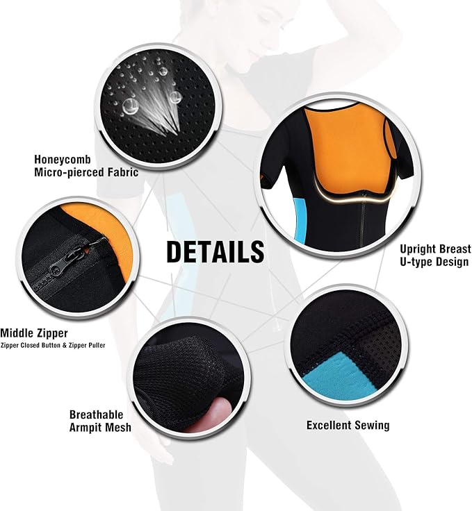 NonEcho Women Sauna Body Shaper Sweat Suit Sleeve Spa Cami Hot Neoprene Slimming Workout Vest Waist Trainer Top