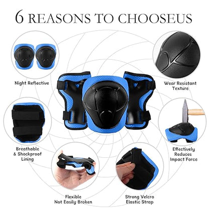 Gradient Color Kids Protective Gear Set Knee Pads for Kid 2-14 Years,W/ Adjustable Strap Kids/Youth Knee Pads Elbow Pads Wrist Guards Set for Inline Roller Skates,Cycling,BMX Bike,Skateboard,Scooter