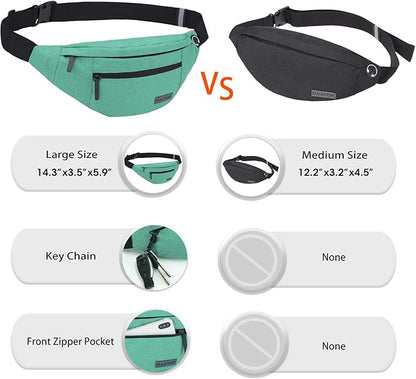 MAXTOP Large Crossbody Fanny Pack with 4-Zipper Pockets,Gifts for Enjoy Sports Festival Workout Traveling Running Casual Hands-Free Wallets Waist Pack Phone Bag Carrying All Phones