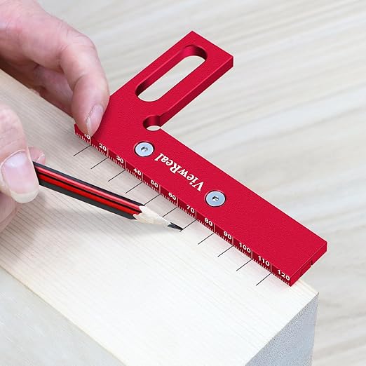 Metric Versatile Carpenter Square Scribing Ruler, 3D Multi-Angle Measuring Tool with Angle Pin Aluminum Alloy 22.5-90 Degree, CM Scale for Woodworking, Engineering, Construction