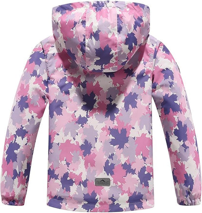 MGEOY Boys Girls Rain Jackets Lightweight Waterproof Hooded Raincoats Windbreakers for Kids 4-14Y