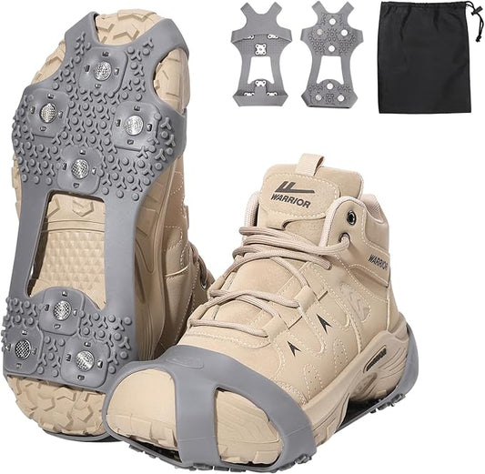 Crampons Anti-Slip Ice Cleats for Boots Shoes Shoe Spikes Snow Grips Cleats for Ice and Snow Anti-Slip Rubber Traction Cleats for Hiking Fishing Walking