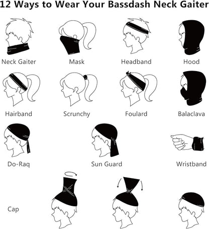 BASSDASH UPF 50+ UV Sun Protection Neck Gaiter Fishing Mask Hunting Kayaking Hiking Cycling Ski Sports