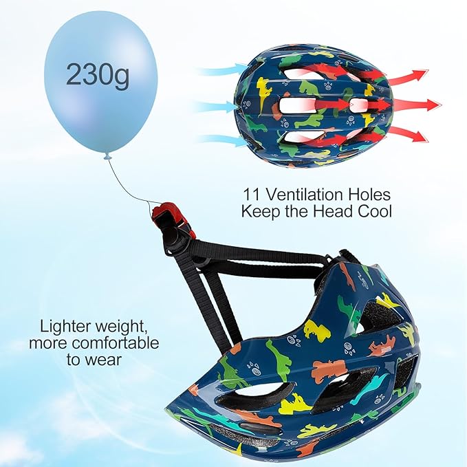 Kids Helmet 3-8 Adjustable Toddler Helmets with Kids Knee Pads and Elbow Pads Set for Cycling, Scooters, Skateboarding, Skating