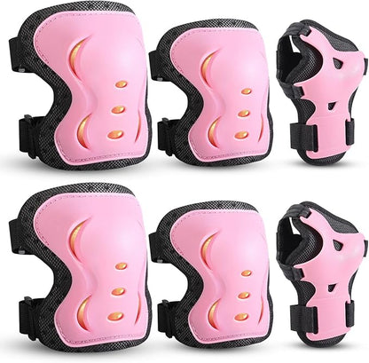 Kids/Youth/Adult Knee Pads Elbow Pads with Wrist Guards Protective Gear Set 6 Pack for Roller Skating Skateboard Cycling Skating Bike Scooter Riding Sports