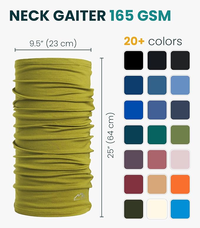 Merino.tech Merino Wool Ski Neck Gaiter - Face Mask Neck Warmer for Men & Women