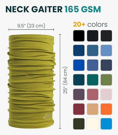 Merino.tech Merino Wool Ski Neck Gaiter - Face Mask Neck Warmer for Men & Women