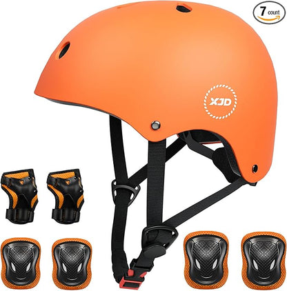 XJD Kids Bike Helmet,Multi-Sport Protective Gear Set for 3-5-8-14 Years Boys Girls with Knee and Elbow Pads Wrist Guards fit Roller Skates,Cycling,Skateboarding,Christmas Birthday Gifts for Kids