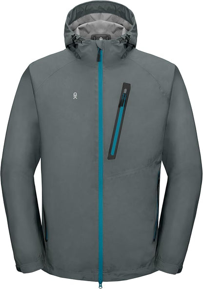 Little Donkey Andy Men's Waterproof Rain Jacket Outdoor Lightweight Rain Shell Coat for Hiking,Golf,Travel