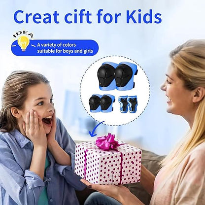 Gradient Color Kids Protective Gear Set Knee Pads for Kid 2-14 Years,W/ Adjustable Strap Kids/Youth Knee Pads Elbow Pads Wrist Guards Set for Inline Roller Skates,Cycling,BMX Bike,Skateboard,Scooter