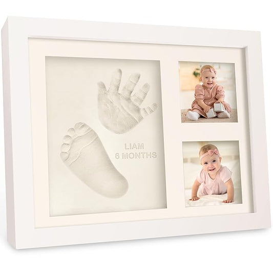 Baby Hand and Footprint Kit - Quick Dry Clay Baby Footprint Kit, Newborn Keepsake, Nursery Picture Frame for Boys, Girls, Personalized Gifts for Shower & Registry, New Mom Gift (Alpine White)