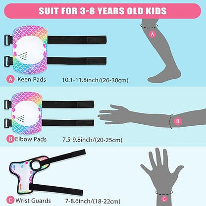 Kids Knee Pads Elbow Pads Set, Skating Protective Gear for Skateboard, Roller Skates, Bike Cycling, Scooter, for Kids 3-8 Years