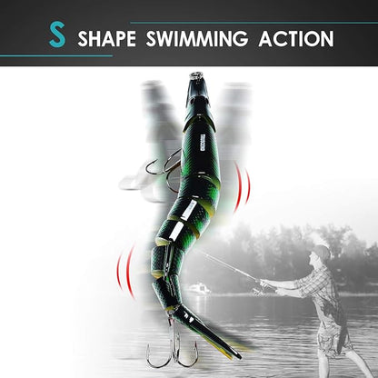 TRUSCEND Easy Catch Swimmax, Magic Noisy Turbulent Wiggling and Vibrating Actions for More Bites, Segmented Swimbait Jointed by Dyneema Strongest Fiber, Lifelike Fishing Lures for Relax Family Fishing